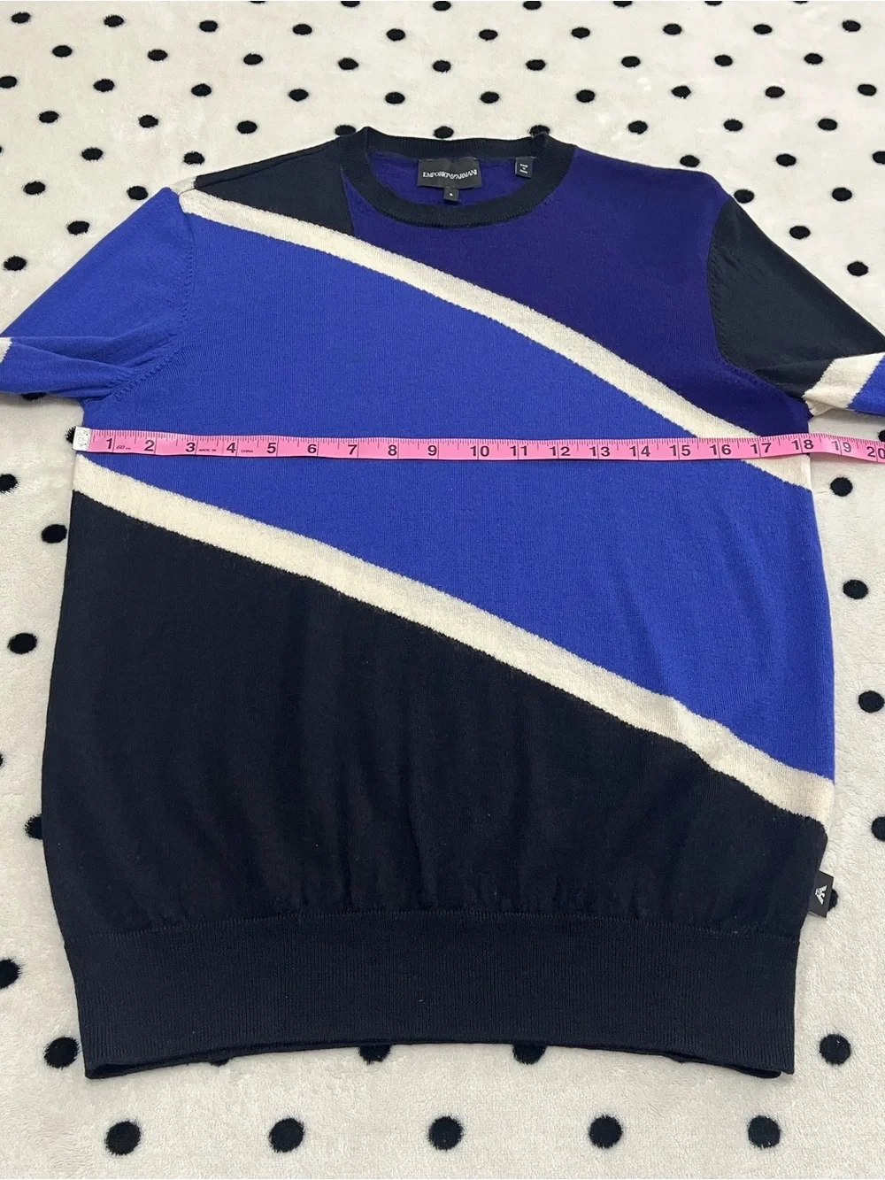 Emporio Armani Colorblock Striped Knit Crewneck Sweater Size S
